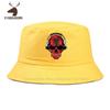 Dunkler Totenkopf Deejay mit Albanischer Flagge Fischerhut Unisex Damen Lustig Albanien DJ Skelett 3D Grafikdruck Boho Kreativ Baseballkappen