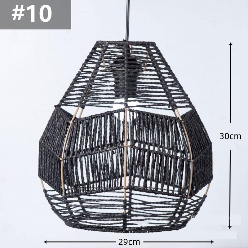 14 Styles Natural Woven Lampshade Vintage Hanging Pendant Lamp Shade Rattan Chandelier Café Restaurant Lighting Home Art Decor