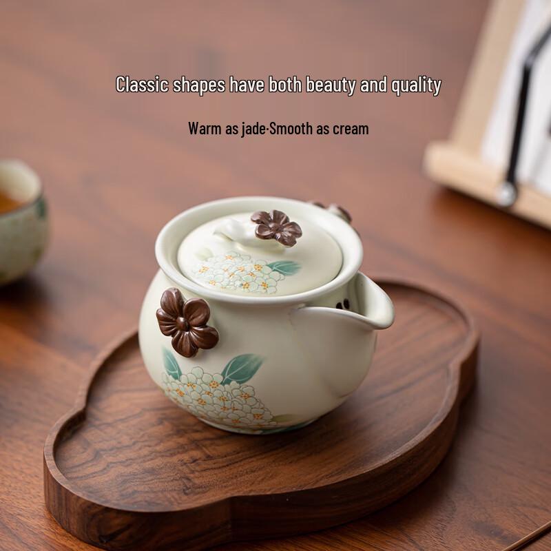 Buzhuo Ru Kiln Ceramic Hand-Grip Teapot Set