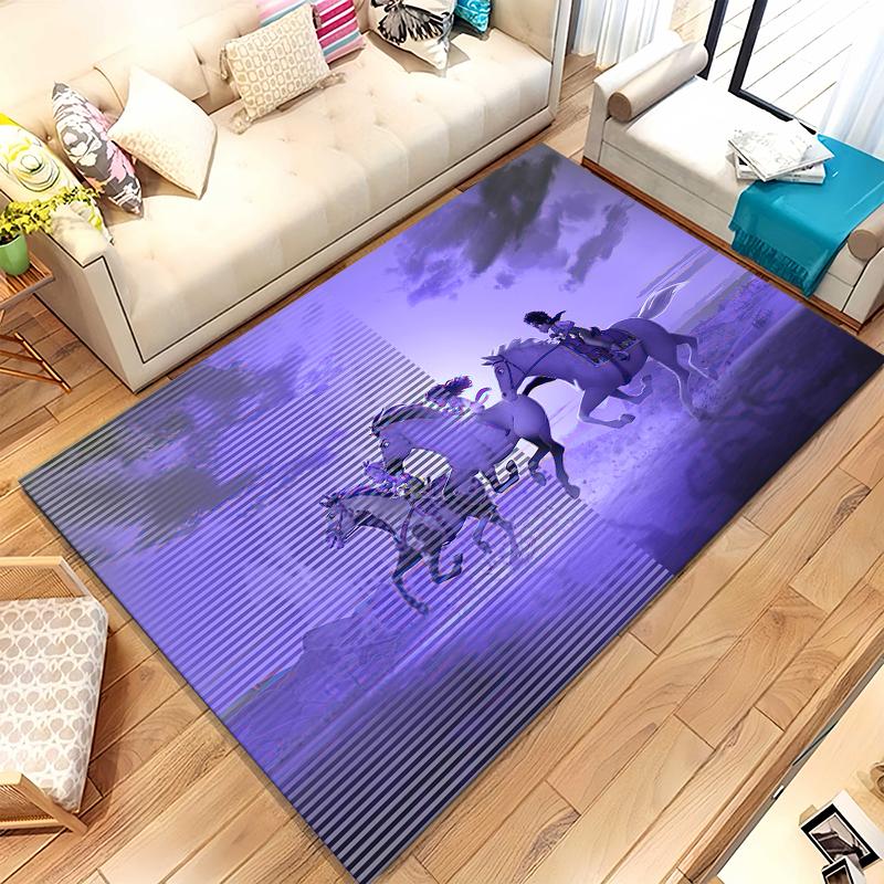 Cartoon Spirit Riding Free Horses Living Room Non-Slip Area Rug Soft Carpet for Bedroom Kids Playroom Sofa,Home Decor Doormat