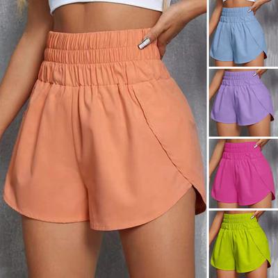 Women Summer Shorts Sports Shorts High Elastic Waist Loose Soft Quick Dry Breathable Split Hem Lady Jogging Gum Mini Shorts