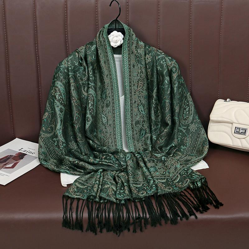 Retro Jacquard Paisley Tassels Hijab Scarf Cotton Viscose Women Muslim Hijab Shawls Big Size Long Wraps Ladies Fashion Headscarf
