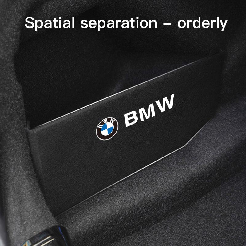 DKHN5 Suede Leather Trunk Storage Divider Partition Side Organizer For BMW 3 4 5 Series X3 X4 G20 F30 G30 F10 G01 G32 G22 F31 Stickers