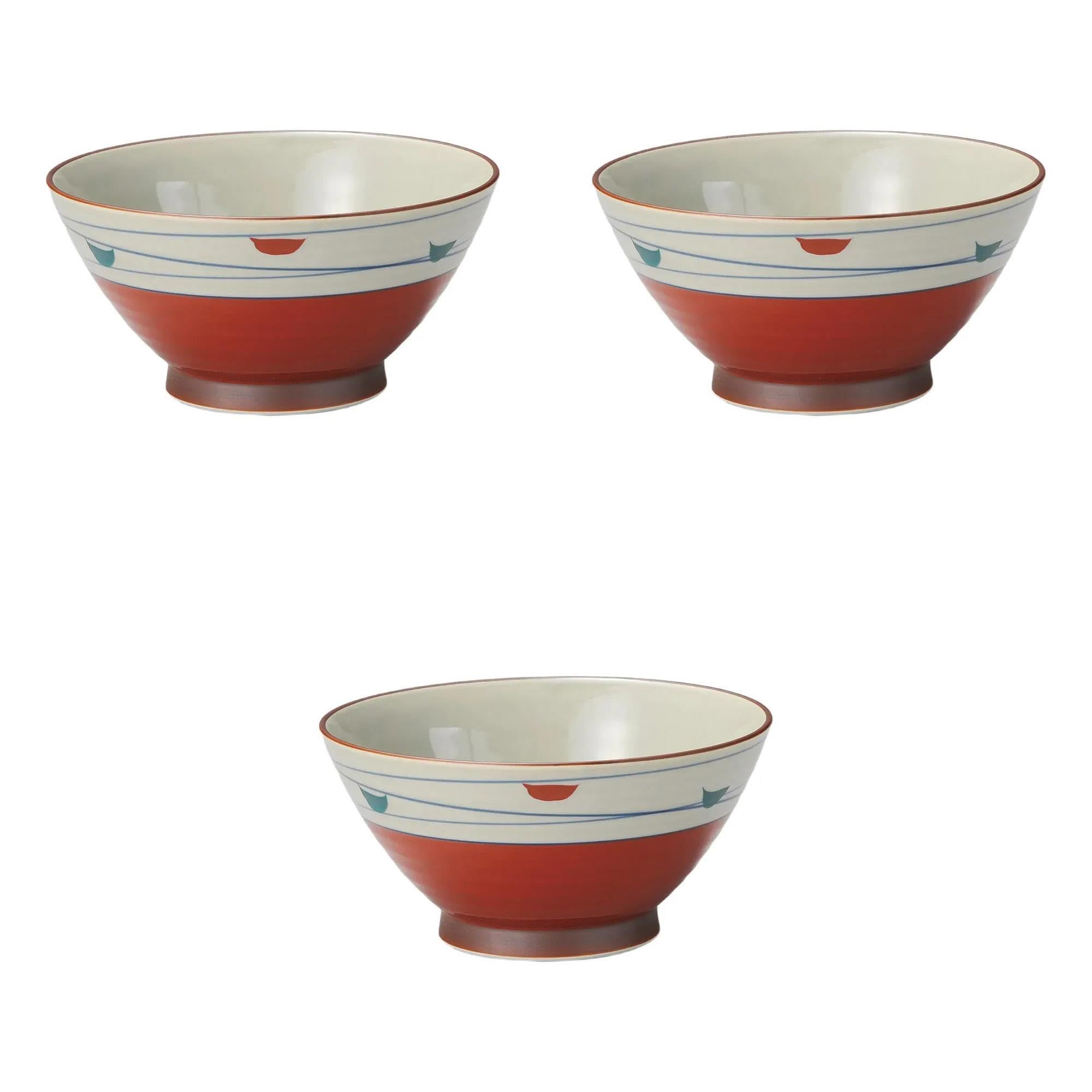

Set of 3 Vermilion-Wrapped Bowls [18 x 9cm] | Multi-Purpose Bowls, Arita Ware, Setomonohonpo