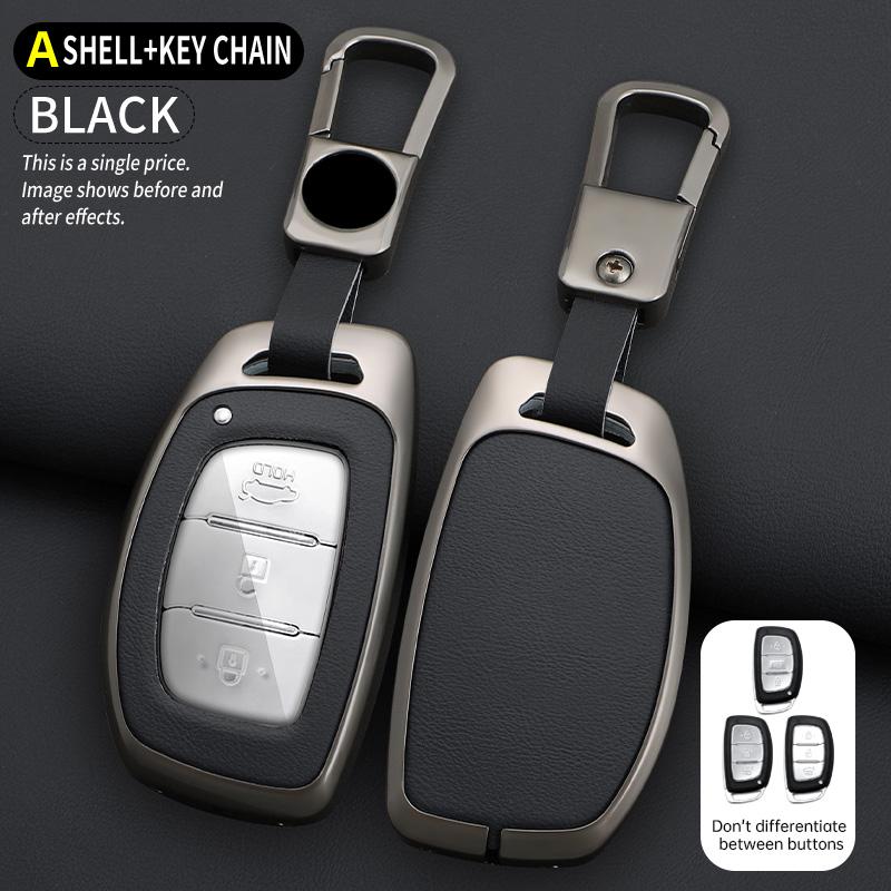 3 Button Zinc Alloy Leather Car Key Case Smart Key Case For Hyundai Ix25 Ix35 Ix45 I40 I20 I10 Tucson Elantra Rena Creta
