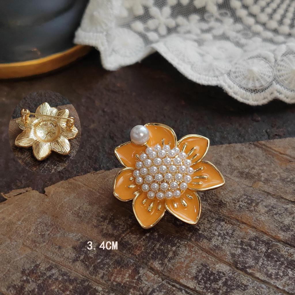 Vintage Lily of the Valley Pendant Brooch with Handmade Enamel Leaves Corsage Pin.