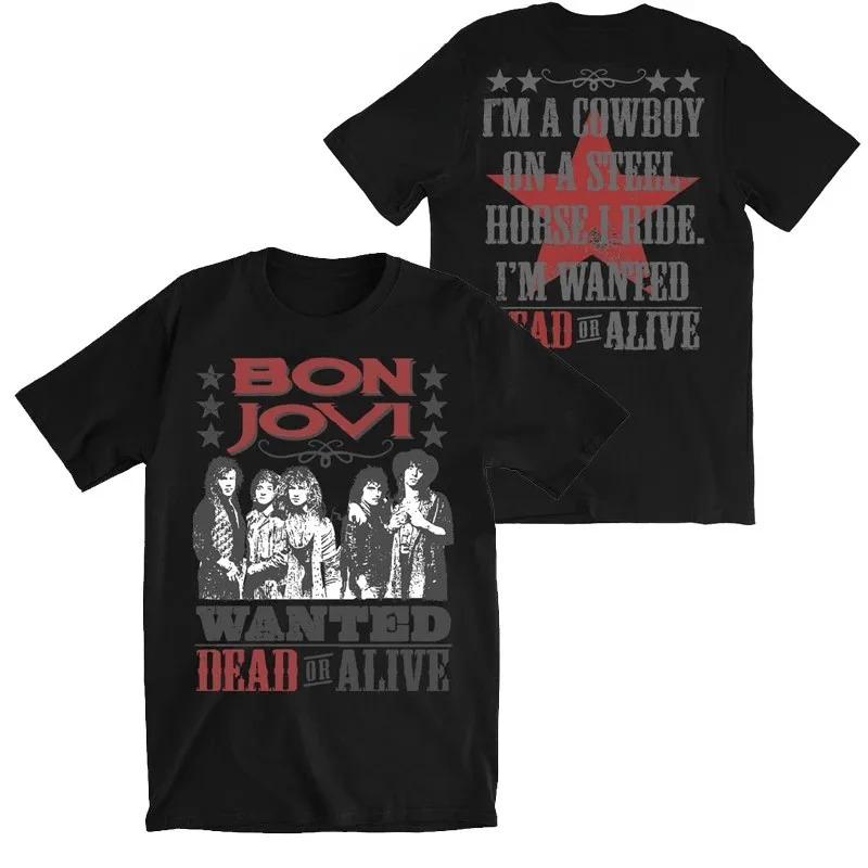 Hot Classic Hard Rock Band Bon Jovi Print TShirt Unisex Oversized Harajuku Style Cotton New Summer Women And Unisex TShirt