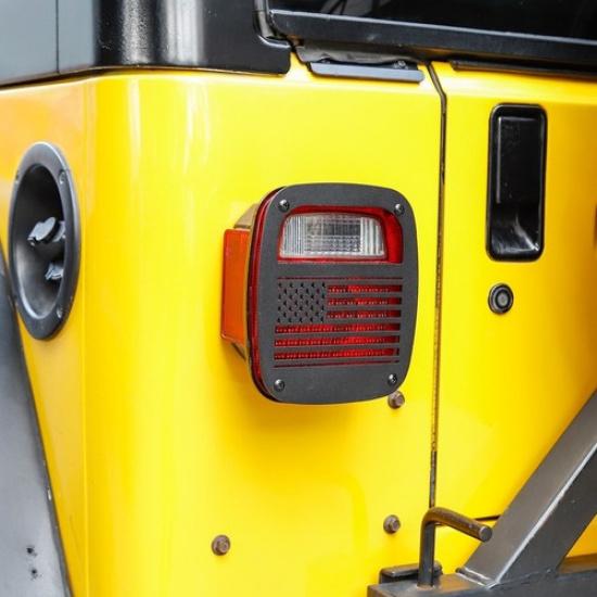 2PCS Black Rear Lamp Tail Light Guard Panel Cover For Jeep Wrangler TJ 1997-2006