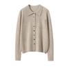 Polo Tie Pouch Cashmere Cardigan for Women In Autumn and Winter New Simple and Versatile Cashmere Knitted Top Skin-friendly and Warm Jacket