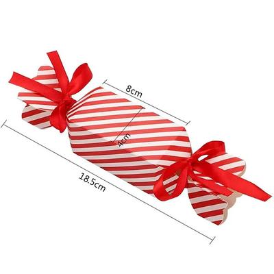 Caja de Caramelos a Rayas de 50 Piezas con Cintas Caja de Embalaje de Papel para Dulces, Chocolate, Galletas Regalo de Navidad, Boda, Fiesta