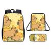 Cartoon Pattern Capybara Backpack Shoulder Bag Pencil Case Three Set Piece