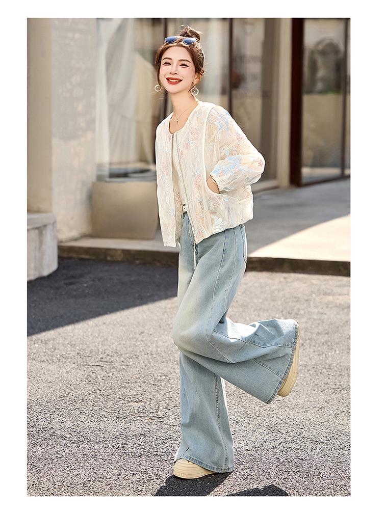 Women's 2025 Spring Chinese-Style Embroidered Color Block Cardigan - High-End, Loose Fit, Age-Reducing Fashion Jacket