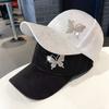 Diamond metal butterfly baseball cap for women's summer sun protection and fashion duck tongue sun baseball cap