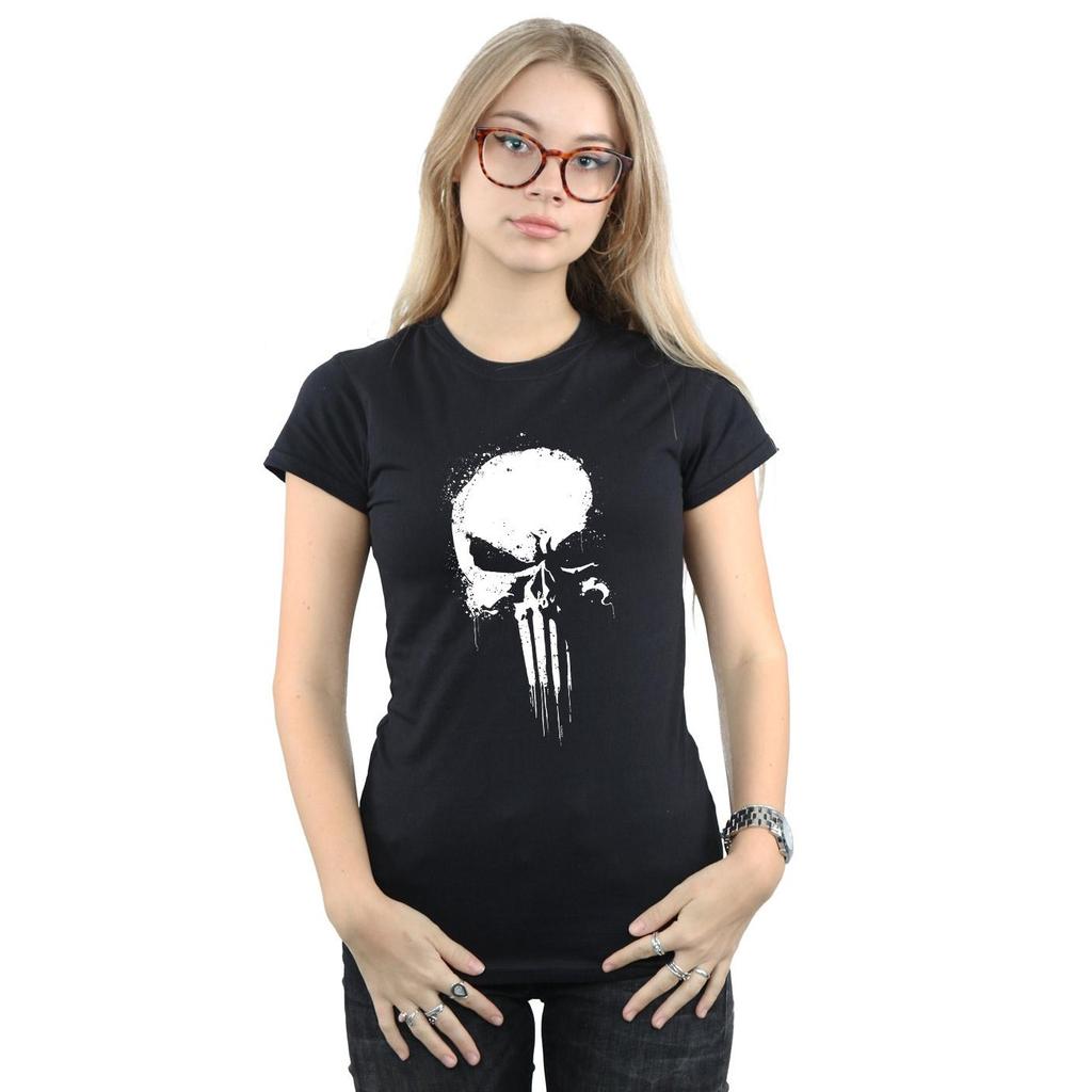 Marvel Womens/Ladies The Punisher Spray Skull Cotton T-Shirt