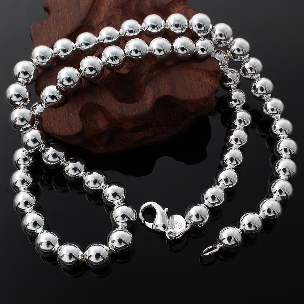 Exquisite 8MM Prayer Beads Necklace: Fashionable Plated 925 Sterling Silver Jewelry