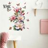 Peel And Stick Flower Decals Magnolia Butterfly Wall Decal, Self Adhesive Waterproof Home Decor Sticker for Floral Bedroom Living Room Bedroom,