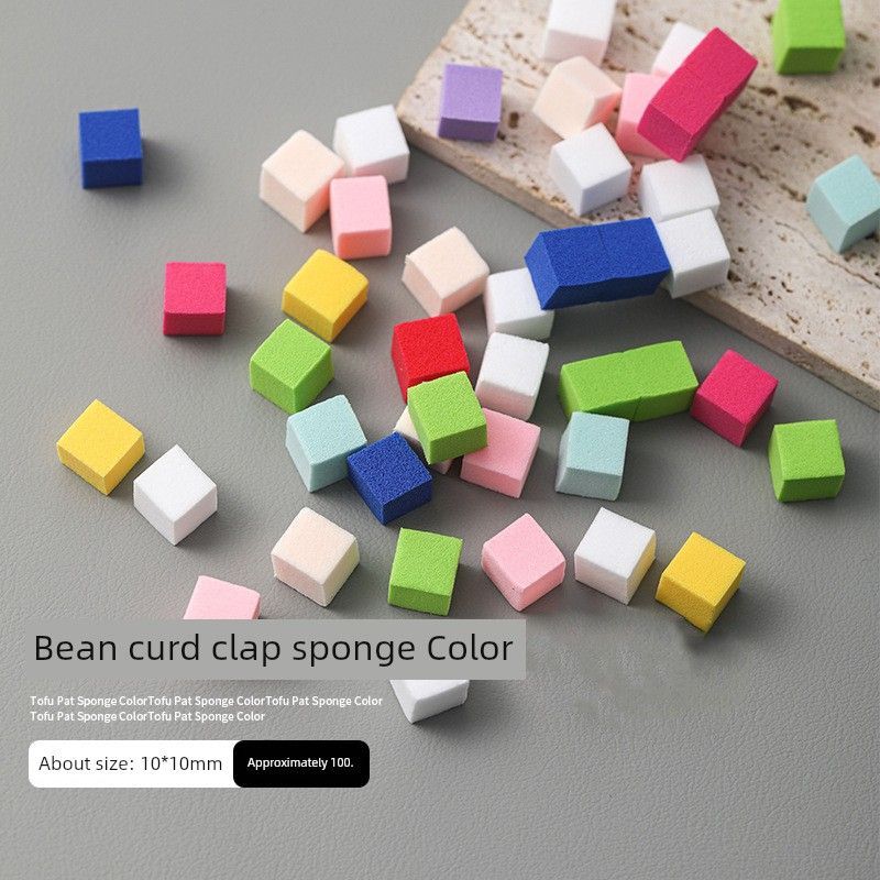 1cm Mini Tofu Block Nail Beauty Gradient Sponge Pat Glue Special Blooming Blush Small Square Scratch Pen Supplies 1cm Mini (Colored) Snap Cotton Balls - 100 Count