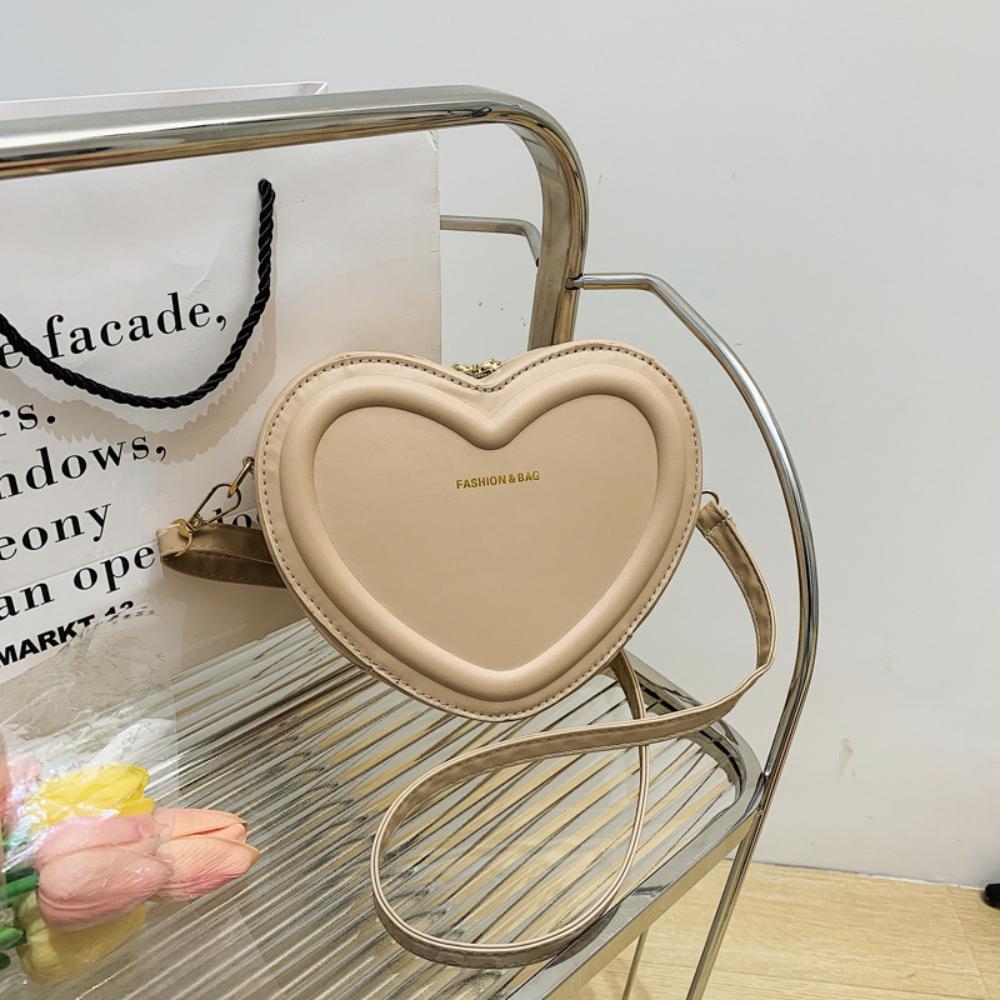 Fashion Heart Shape Crossbody Bags for Women  Solid Color Pu Shoulder Bag Casual Ladies Handbags Designer Women Bags
