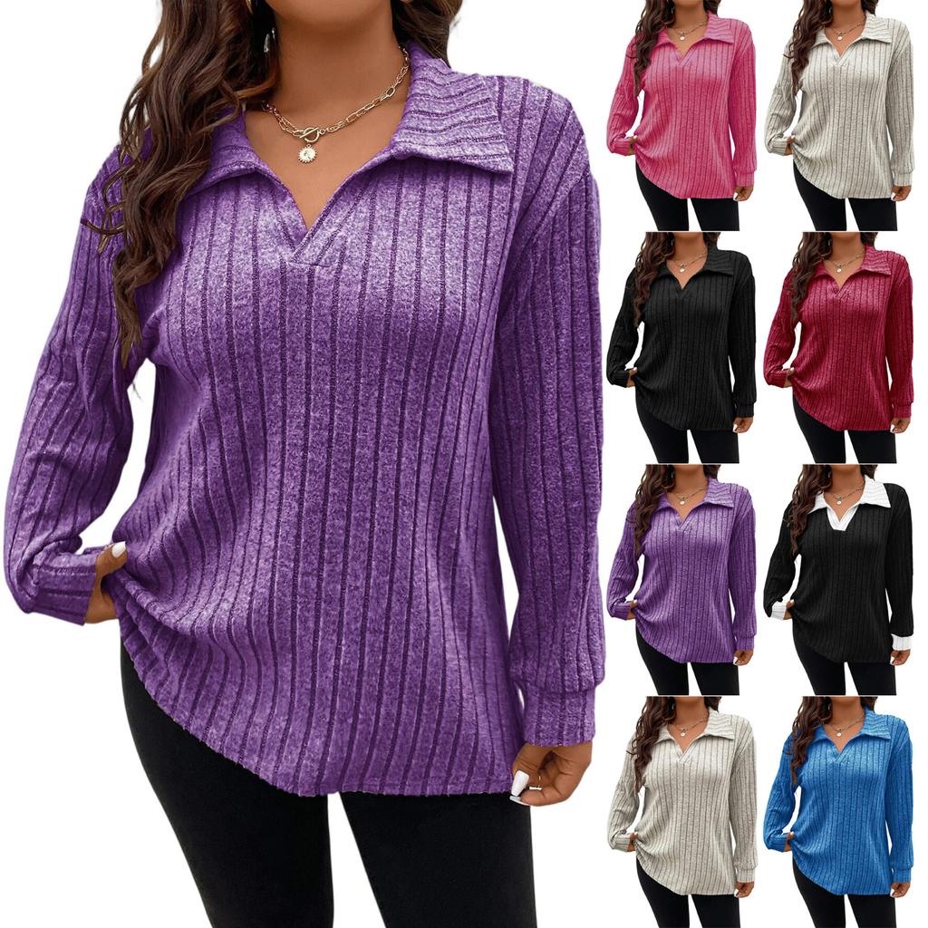 Womens Sweaters Trendy Color Block Tops Long Sleeve Shirts Fall Winter Fashion Clothing