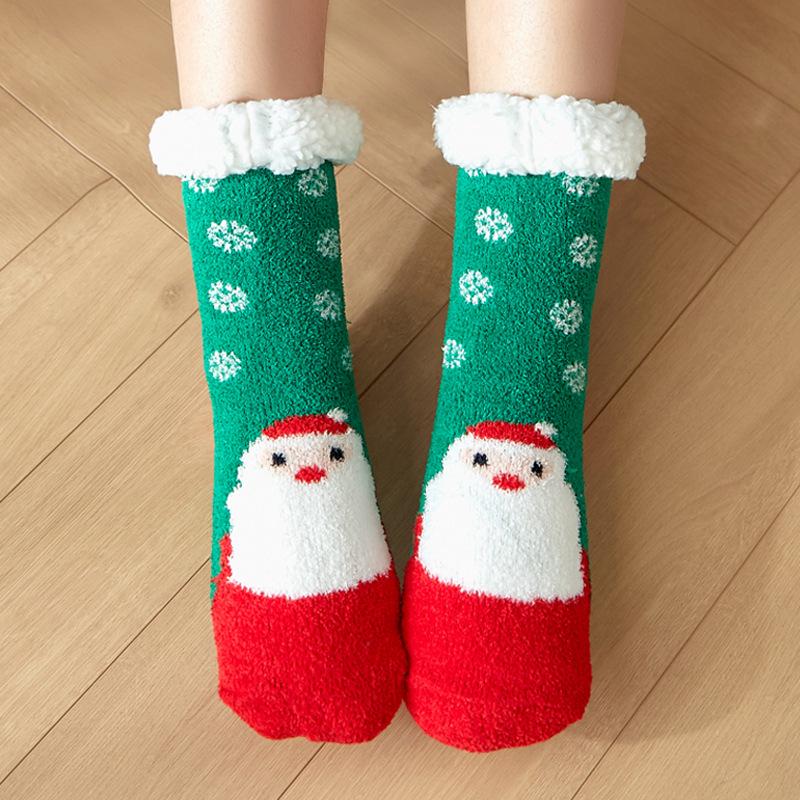 Women's Fleece Christmas Snow Socks - Cozy Floor Slippers for Maternity, Bare Leg Warmth