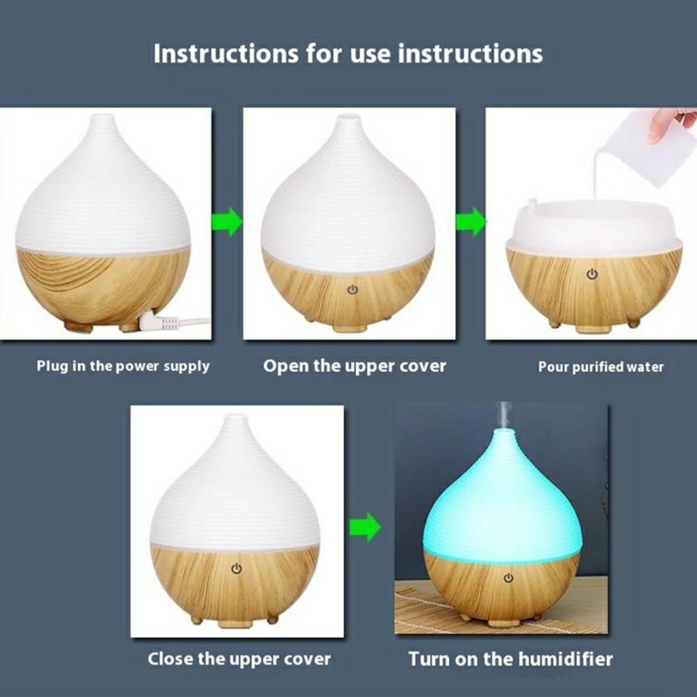 

160ML Desktop Humidifier Quiet Essential Oil Diffuser with Ambient Night Light for Bedroom Office Style C-Brown/EU Plug
