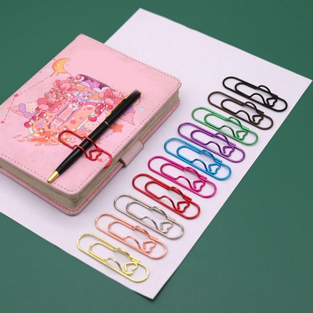 10pcs Colorful Paper Clips Document Clips Bookmarks Multi-functional Pen Holder  Notebook