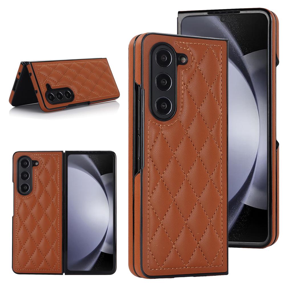 Fashion Rhombic Ultra-thin Leather Phone Case For Samsung Galaxy Z Fold 6 Fold 5 Fold 4 3 Shockproof Cover