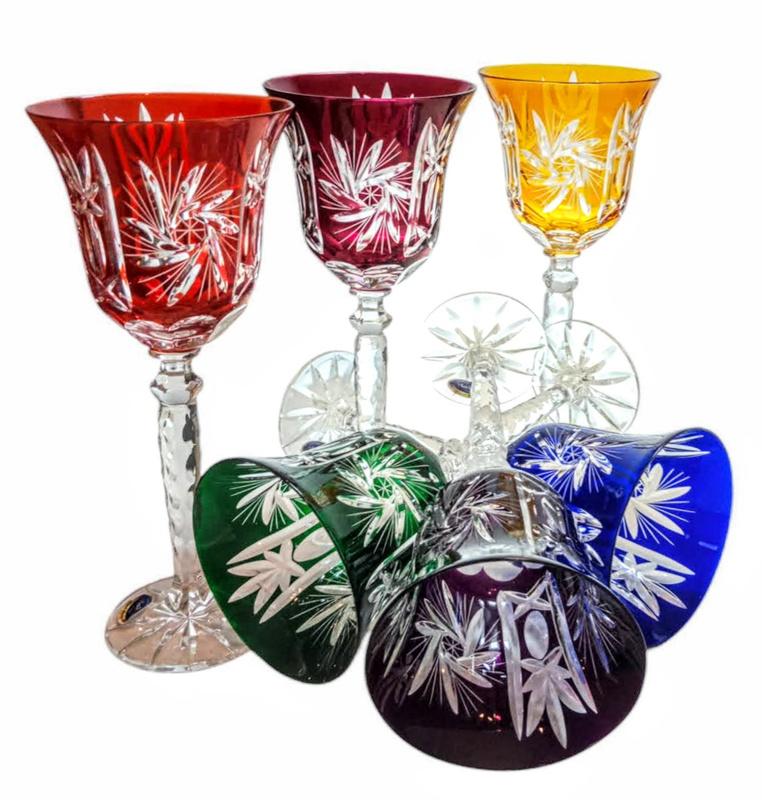 Colorful Crystal Wine Glasses 280ml Olive Grinder