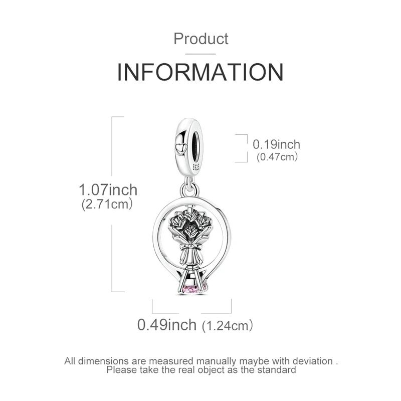 Copper Charm Bead Rotatable Bouquet Wedding Ring Pendant Fit Original Bracelets For Women Diy Accessories Jewelry Gifts