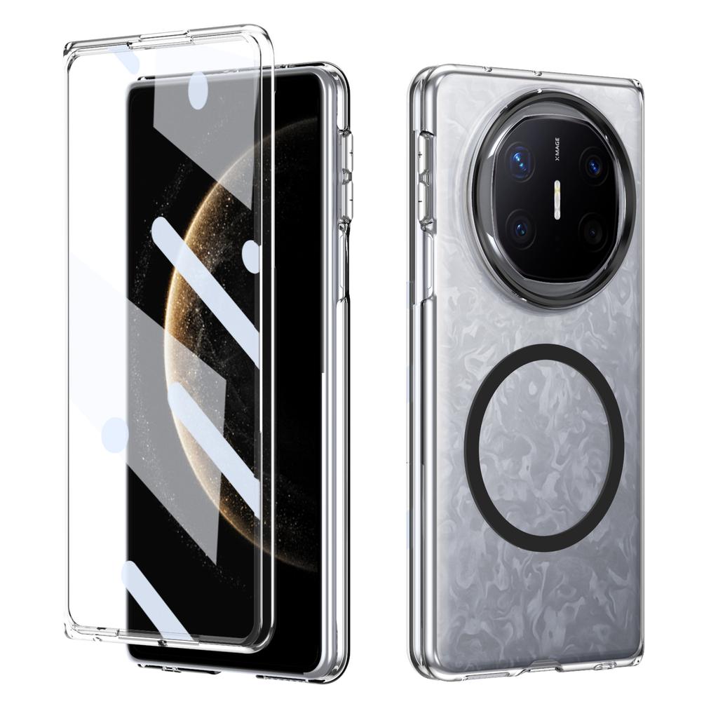 HD Transparent Magnetic Case For Huawei Mate X3 X5 X6 XT Foldable Crystal Clear Cover With Clear Tempered Glass Screen Protector