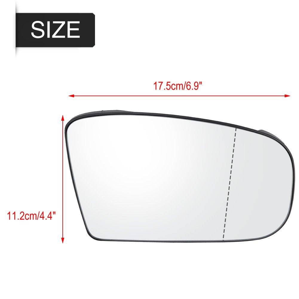 Door mirror glass Qiilu Car Door Side Wing Heated Mirror Glass for Mercedes W220 2208100321 (right side), 1999-2003 (Right Side)