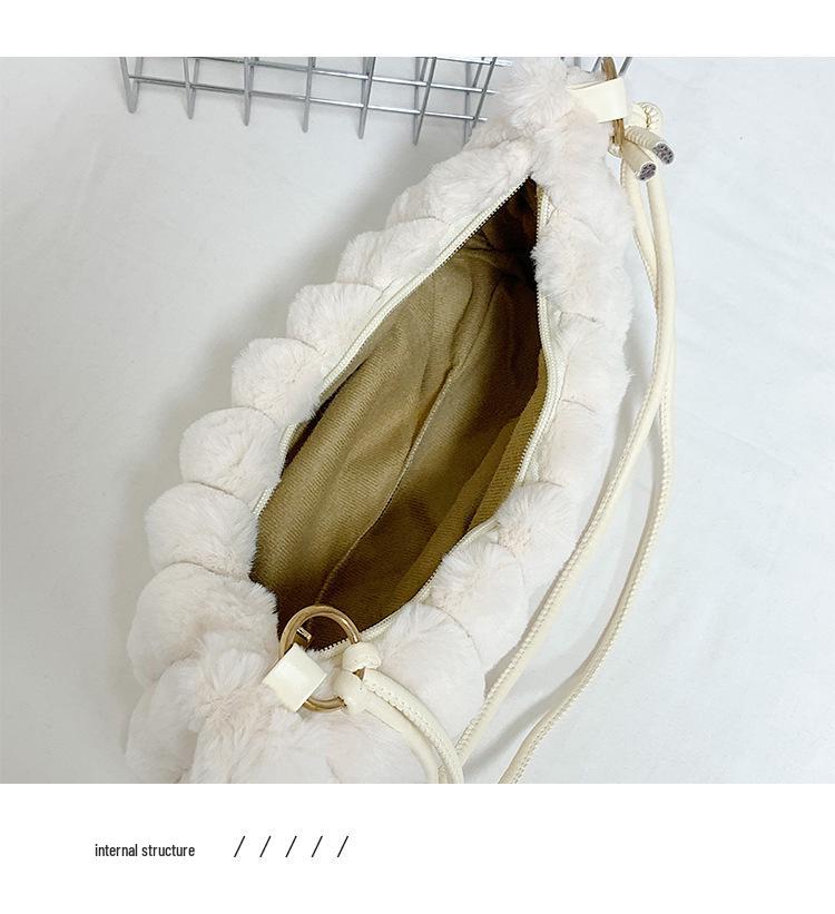 Women's Plush Shoulder Bag - 2025 Fashionable Versatile Furry Underarm Handbag with Niche Design