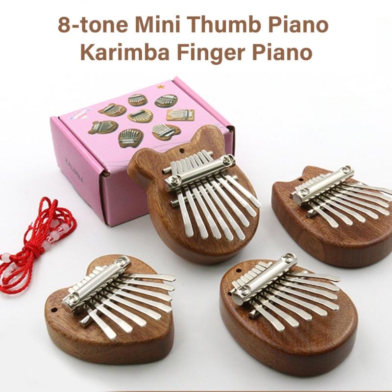 8 Keys Finger Piano Wood Finger Thumb Piano Musical Instrument Portable Wood Finger Piano for Kids Beginners