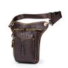 Motorcycle Bike Leather Waist Bag Multi Purpose Sporting Shoulder Bag Leg Thigh Pack for Riding Hiking Camping