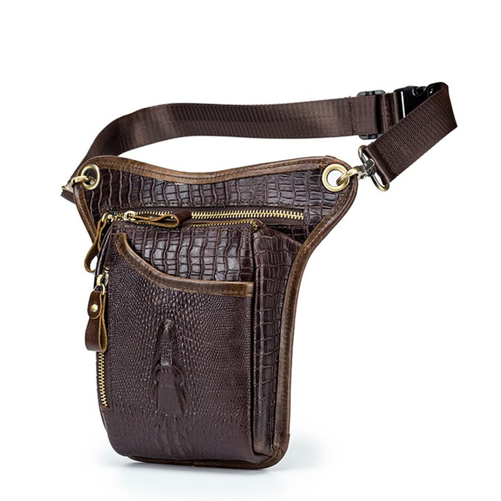 Motorcycle Bike Leather Waist Bag Multi Purpose Sporting Shoulder Bag Leg Thigh Pack for Riding Hiking Camping