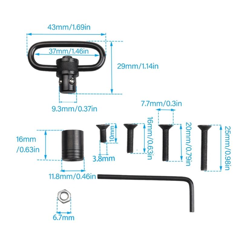 Quickly Release Slings Swivels Mount Adapter Quick Detachable Slings Swivels Mount Rings Knurled Strap Buckle Enduring
