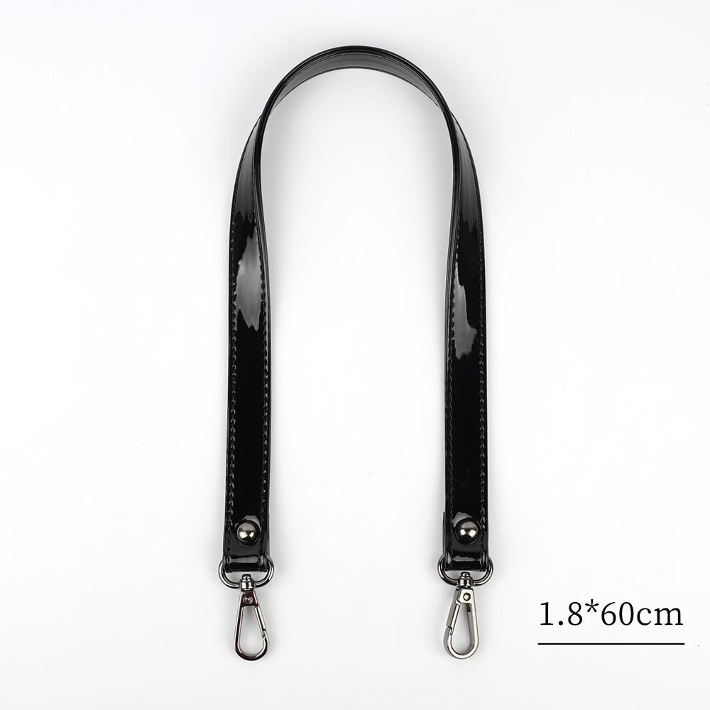 Black Glossy Short Bag Strap With Silver Gold Black Hardware Short Shoulder Strap Handbag Strap PU Leather Bag Accessories