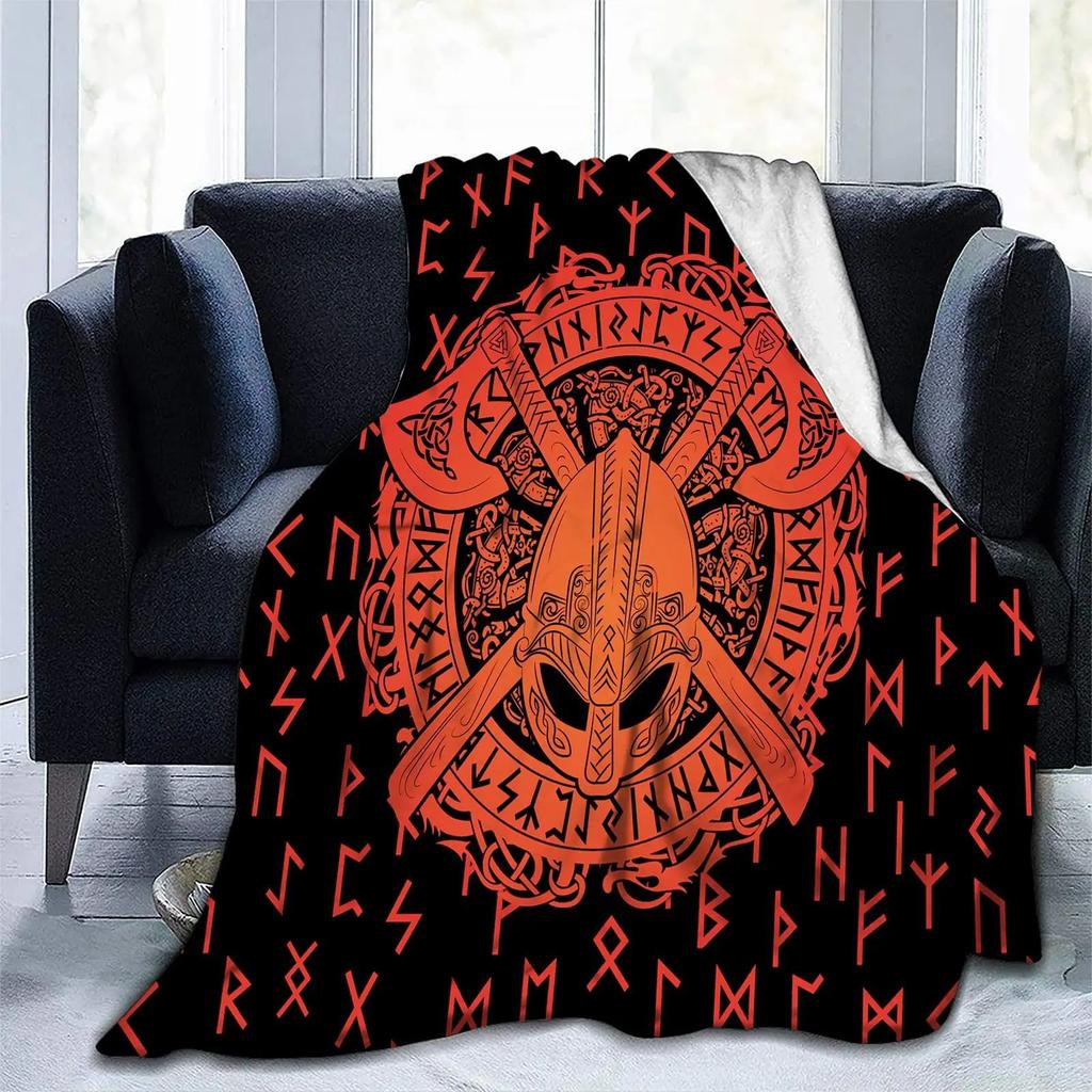 Norse Mythology Viking Blanket Odin Rune Nordic Decorative Flannel Blanket