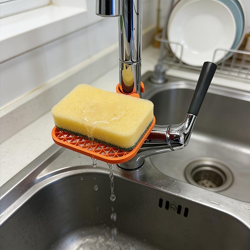 2Pcs Faucet Sponge Holder Kitchen Sink Drain Rack Hanging Soap Organizer Storage Shelf