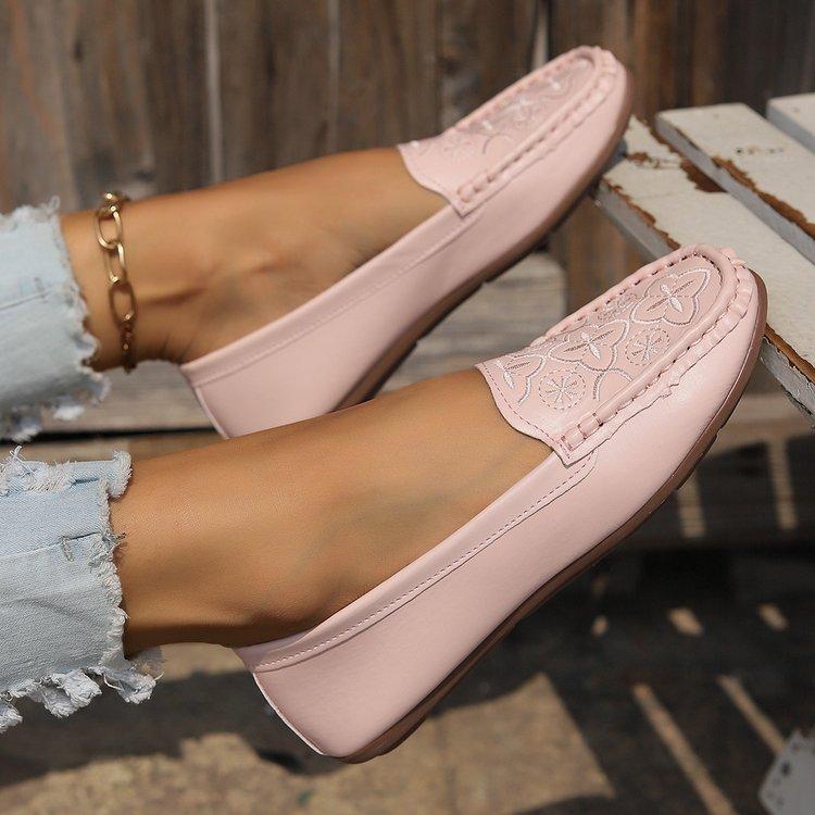 

Large size printed casual single shoes autumn new flat lazy shoes Doudou shoes women 43 розовый