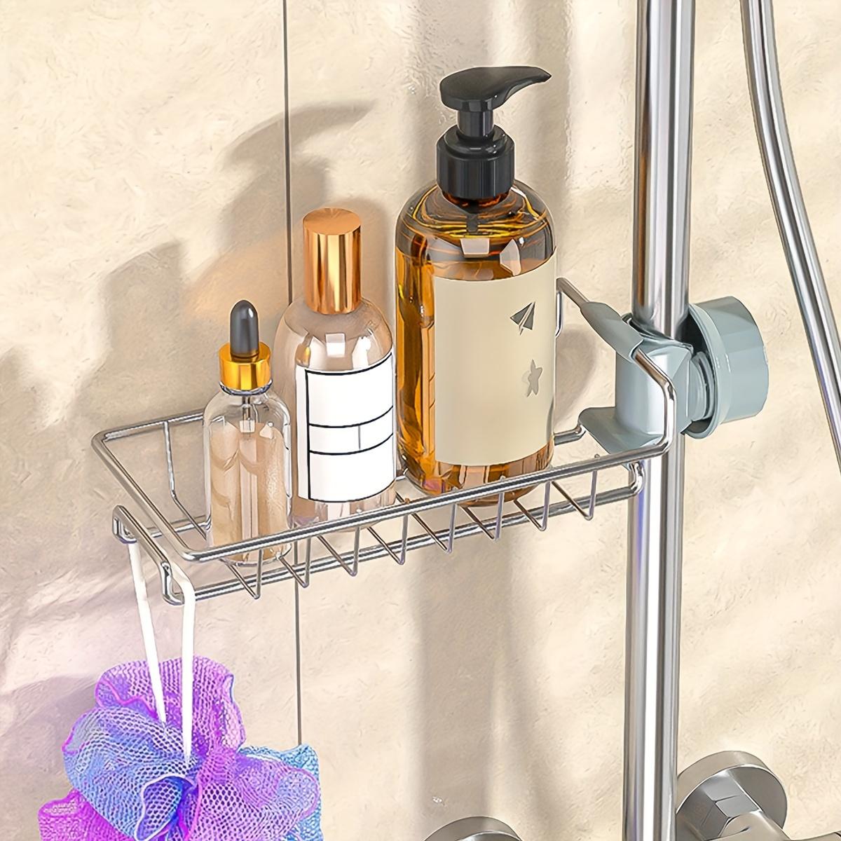 

No Drill Adhesive/Insertion Soap Dish & Razor Holder Compatible for Shower Caddy System -Heavy-Duty Stainless Shower Shampoo Bar сірий