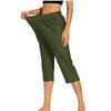 Women's Fashionable Color Elastic Waist Pocket Casual Cropped Pants