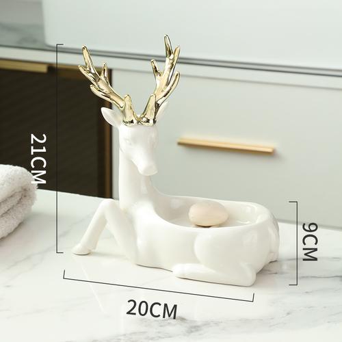 Elk Soap Box Ceramic Deer Soap Dish Drain Boxes Bathroom Supplies Bathroom Accessories Drain Soap Box Decorative Storage Boxes