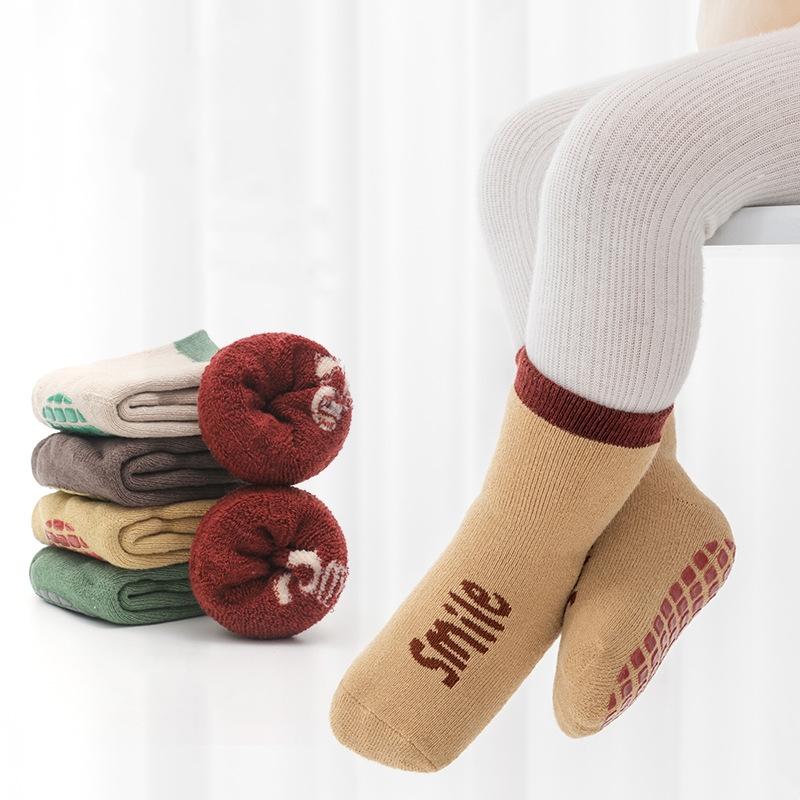 Baby Boys Girls Anti-Slip Cotton Socks Cute Toddlers Kids Winter Thick Warm Non Skid Grip Floor Safe Walking Socks