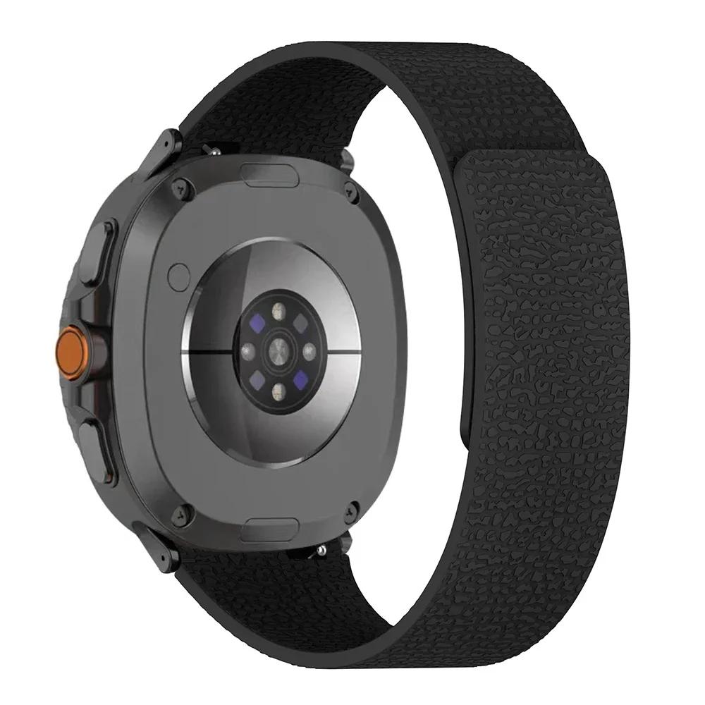 

Bracelet For Samsung Galaxy Watch 8 classic strap 46mm Silicone Lychee pattern Magnetic Loop Correa Galaxy watch 8 40/44mm Band Galaxy watch 8 чорний
