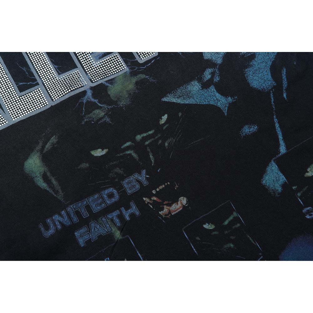 V520 VALE FOREVER FAITH BLING TEE Summer Street Trendy T-shirt Hot Stamping High-quality Trendy T-shirt Short Sleeved