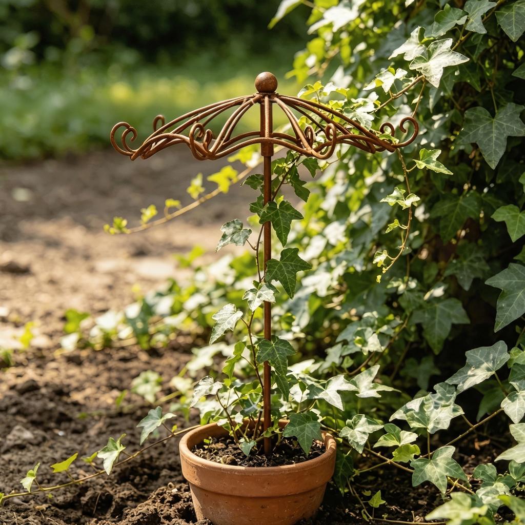 Patio Garden Decor Metal Umbrella Trellis Stake Climbing Plant Support Outdoor Iron Vintage Vine Pot