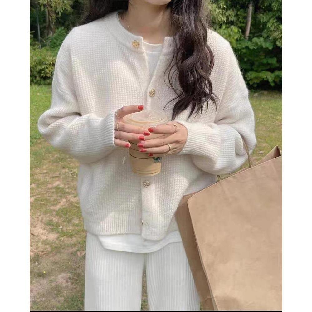 

Осенняя женская одежда Вязаный свитер Кардиган женский корейский вариант Маленький свитер Куртка женский свитер One size белый
