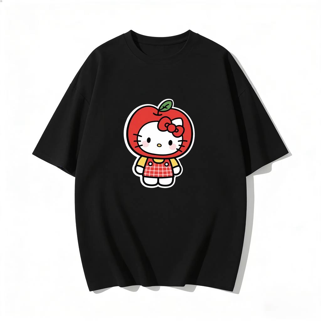 2026 new Summer HelloKitty Cute Graphic Tee Casual Short Sleeve Cotton Top for Women Girls Kawaii Cartoon Print Streetwear