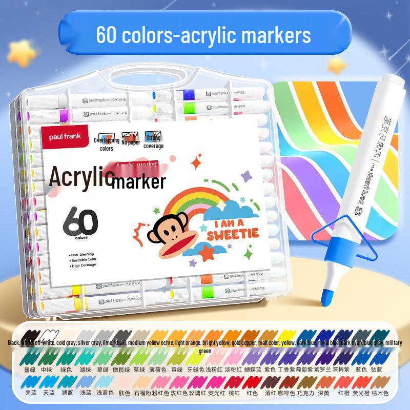 Washable Non-Bleeding Acrylic Markers for Kids - Stackable, Watercolor Pens for Elementary Students
